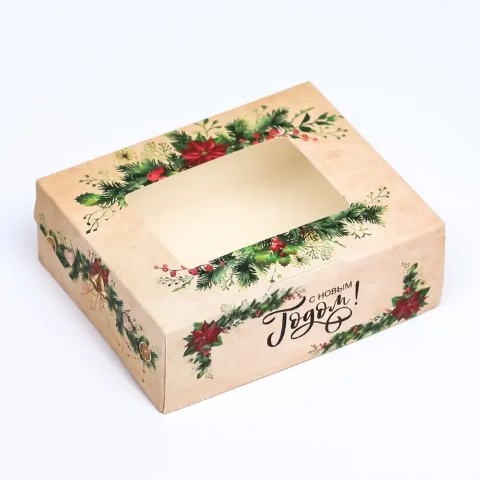Коробка подарочная новогодняя складная «Новогодняя», 10×8×3.5 см