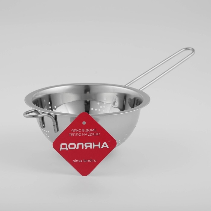 Дуршлаг из нержавеющей стали Доляна «Индия», 750 мл, d=16 см, длинная ручка Дуршлаг из нержавеющей стали Доляна «Индия», 750 мл, d=16 см, длинная ручка