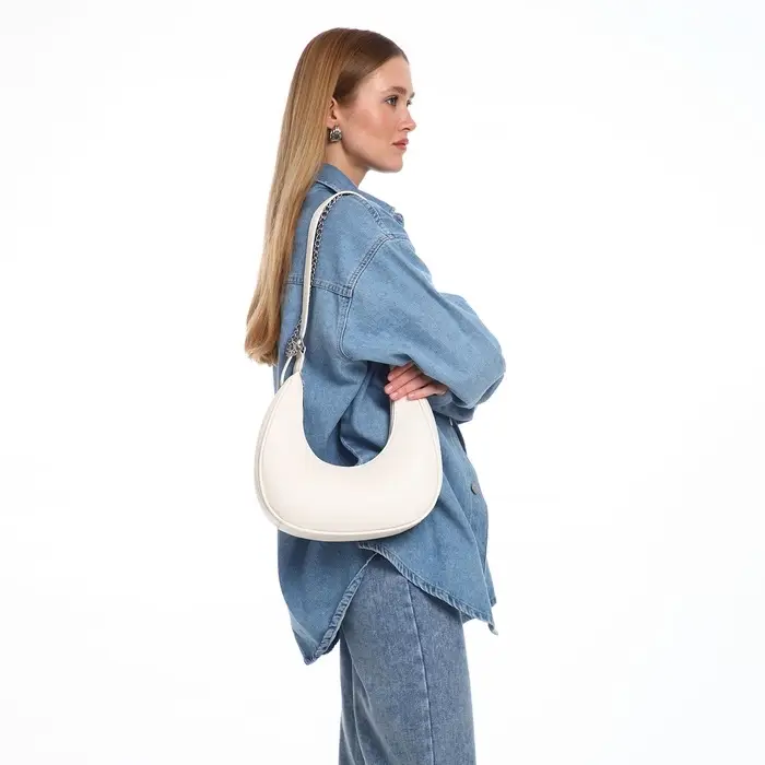 Сумка женская багет TEXTURA на молнии, 28&times;7&times;26 см, молочная