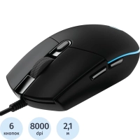 Мышь компьютерная Logitech проводная G102, Black [910-005808