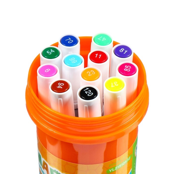 Набор маркеров 12 цветов двусторонние, кистеобр/пулевидн наконечники в пластиковом тубусе Набор маркеров 12 цветов двусторонние, кистеобр/пулевидн наконечники в пластиковом тубусе