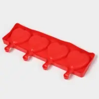 Форма для мороженого &laquo;Сердца&raquo;, силикон, 37&times;15&times;2.5 см, 4 ячейки (9.2&times;8.4 см), МИКС