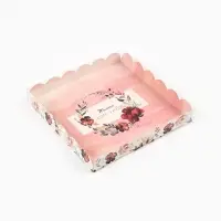 Коробка для печенья, кондитерская упаковка с пластиковой крышкой, &laquo;Только для тебя&raquo;, 21&times;21&times;3 см