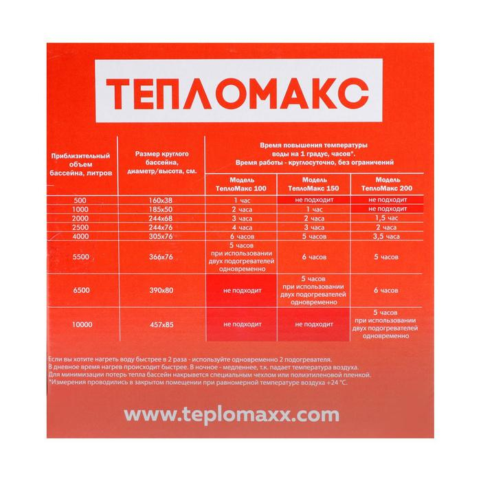 Электроподогреватель  Электроподогреватель "ТеплоМакс", для воды в бассейне, 200х53 см