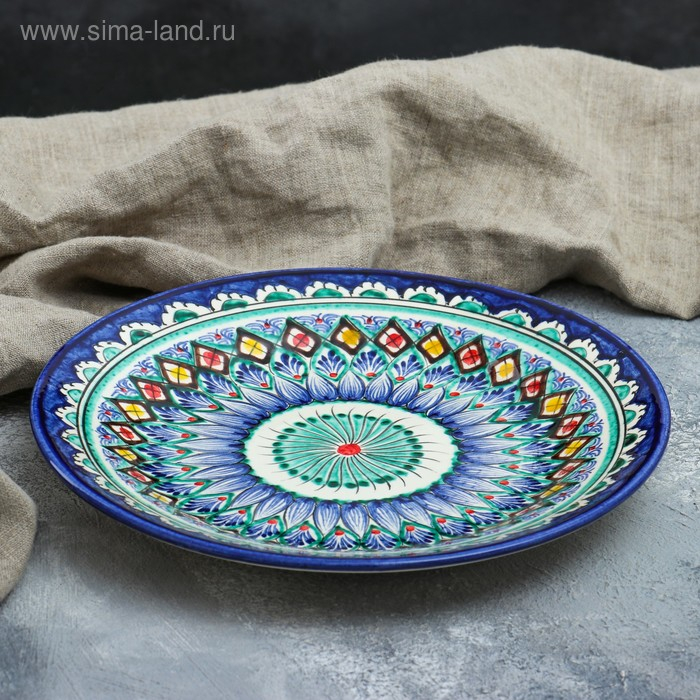 Тарелка плоская Риштанская Керамика 25см микс Тарелка плоская Риштанская Керамика 25см микс