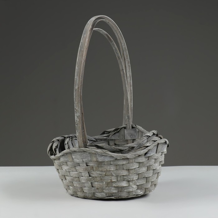 Набор корзин, 19х7,5х9,5/31 см, 22х9х11/34 см, 24х9х11,5/35 см, 3 шт, серые, бамбук Набор корзин, 19х7,5х9,5/31 см, 22х9х11/34 см, 24х9х11,5/35 см, 3 шт, серые, бамбук