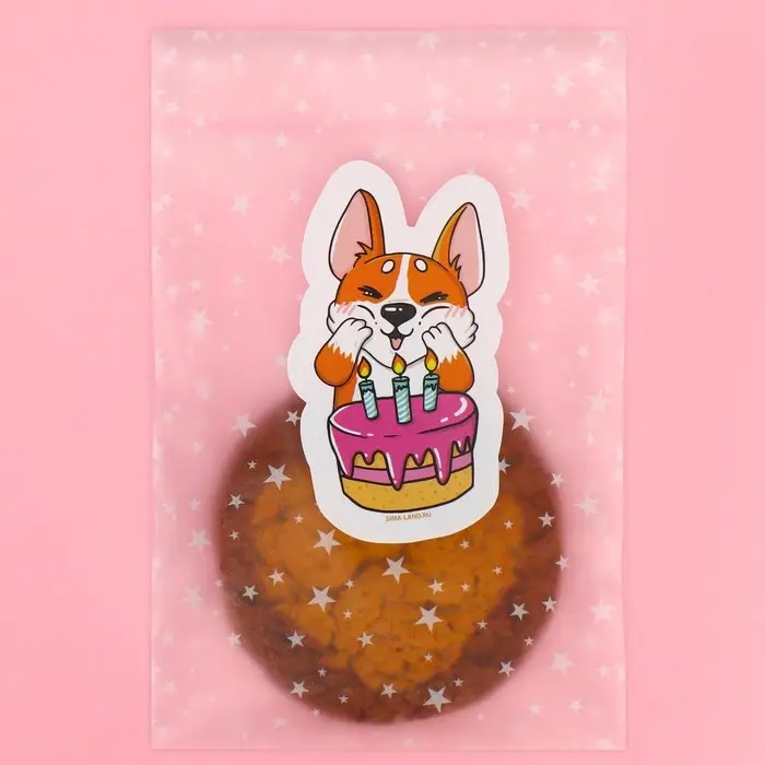 Пакетик под сладости «Корги и тортик», 10 × 15 см Пакетик под сладости «Корги и тортик», 10 × 15 см