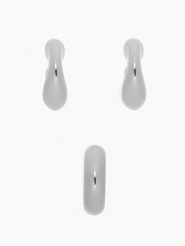 Набор серьги и каффы 3 шт «Бублик» капли, цвет серебро