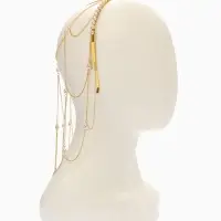 Украшение для волос "Паутина" 44см, цвет белый в золоте