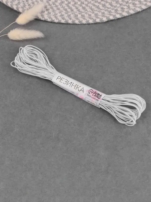 Резинка шляпная, 1 мм, 10±0.5 м, белая Резинка шляпная, 1 мм, 10±0.5 м, белая