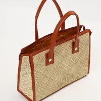 Сумка плетёная на молнии из пандана, 35&times;12&times;40 см, светло-коричневая