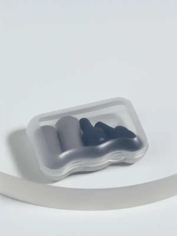 Беруши, 3&times;1.3 см, в футляре, набор - 2 пары, силиконовые, чёрный/серый