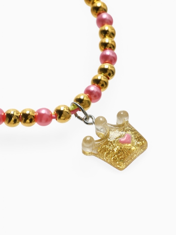 Браслет детский  Браслет детский "Выбражулька" на затяжке, корона с бусинами, цветной