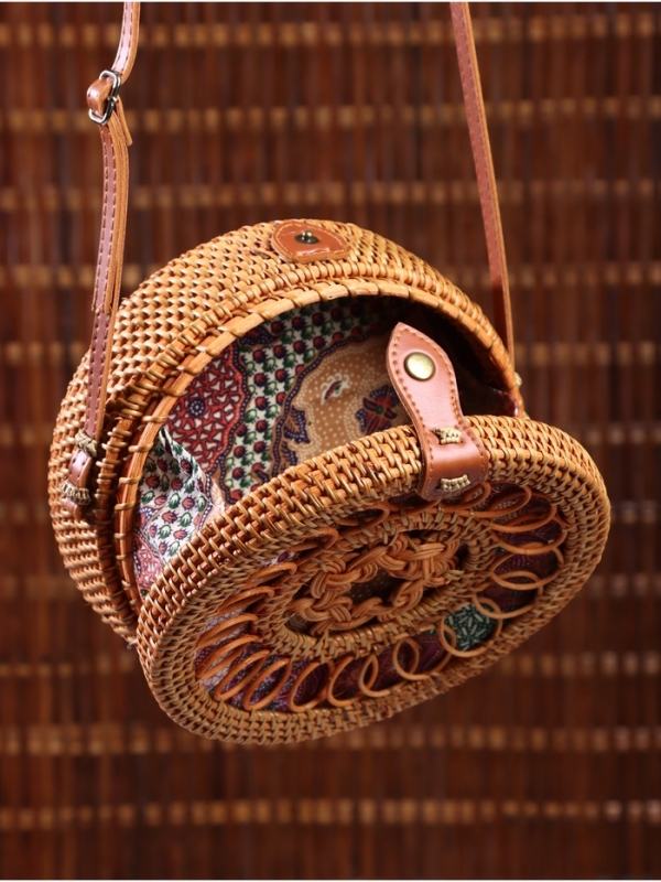 Сумка плетеная ротанг "Мандала" красный, 20х6х70 см