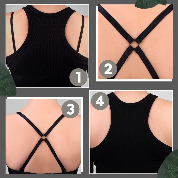 Бретели текстильные, крестообразные, 1 см, цвет чёрный Бретели текстильные, крестообразные, 1 см, цвет чёрный