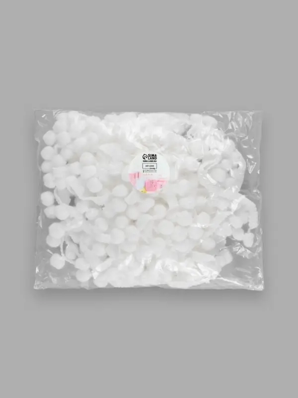 Тесьма декоративная с помпонами, 25&plusmn;5 мм, 8&plusmn;0.5 м, белая