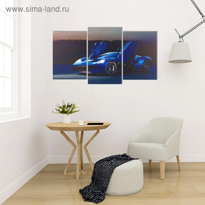 Картина модульная на подрамнике  Картина модульная на подрамнике "Синяя машина"  2шт-31х44; 1-31х52; 70*105 см