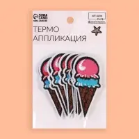 Термоаппликация «Мороженое», 7.2×3.5 см, разноцветная