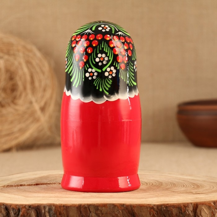 Матрёшка «Снегири в рябине», чёрный платок, 5 кукольная, 15 -18 см Матрёшка «Снегири в рябине», чёрный платок, 5 кукольная, 15 -18 см