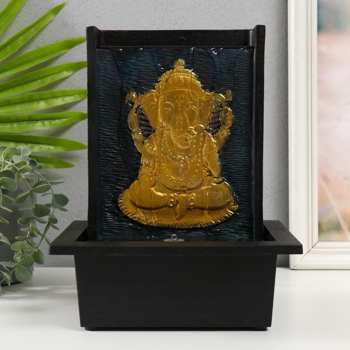 Фонтан настольный от сети, подсветка Фонтан настольный от сети, подсветка "Портрет сидящего Ганеша" 21х17х27 см