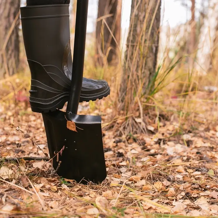 Лопата автомобильная, острая, L=83 см, металлический черенок, с ручкой, Greengo