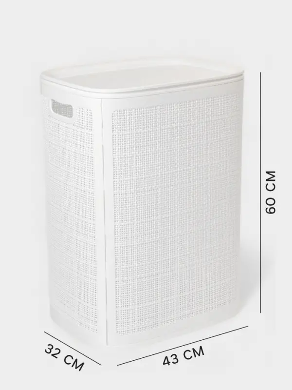 Плетёная корзина для белья с крышкой &laquo;Лён&raquo;, 75 л, 43&times;32&times;60 см, белая