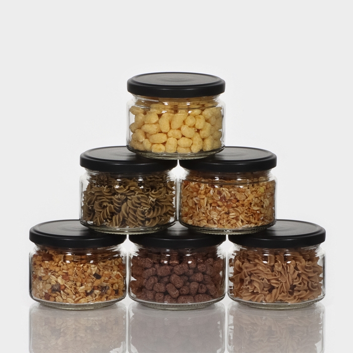 Набор стеклянных банок с крышкой для консервации, ТО-82 мм, для свечей, 250 мл, 6 шт Набор стеклянных банок с крышкой для консервации, ТО-82 мм, для свечей, 250 мл, 6 шт