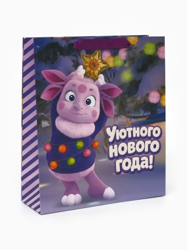 Пакет подарочный &laquo;Новый год&raquo;, Лунтик, M. 26 х 9 х 30 см