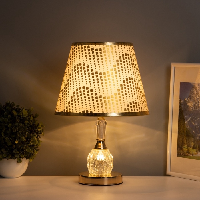 Лампа настольная Лампа настольная "Атомик" 1х40Вт Е27+подсветка LED 5Вт золото 25х25х38см