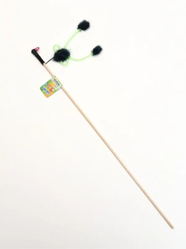 Дразнилка - удочка &laquo;Норковое чудо&raquo;, на деревянной палочке