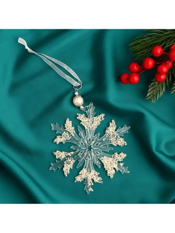 Ёлочная игрушка &laquo;Зимнее волшебство. Снежинка ажурная&raquo;, d=12 см, прозрачный, МИКС