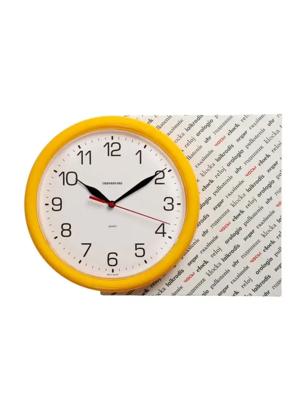 Часы настенные, серия: Классика, d=24 см, плавный ход, жёлтый обод
