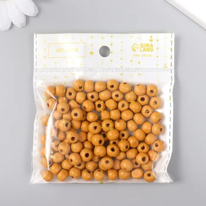 Бусины для творчества дерево "Топаз" d-0,8 см, набор 20 гр