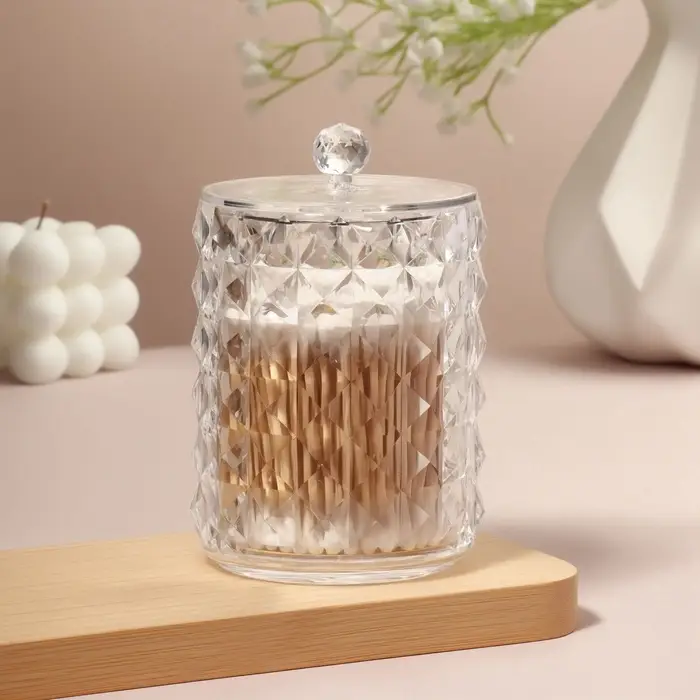 Органайзер для ватных палочек, с крышкой, d=6.5&times;11 см, прозрачный