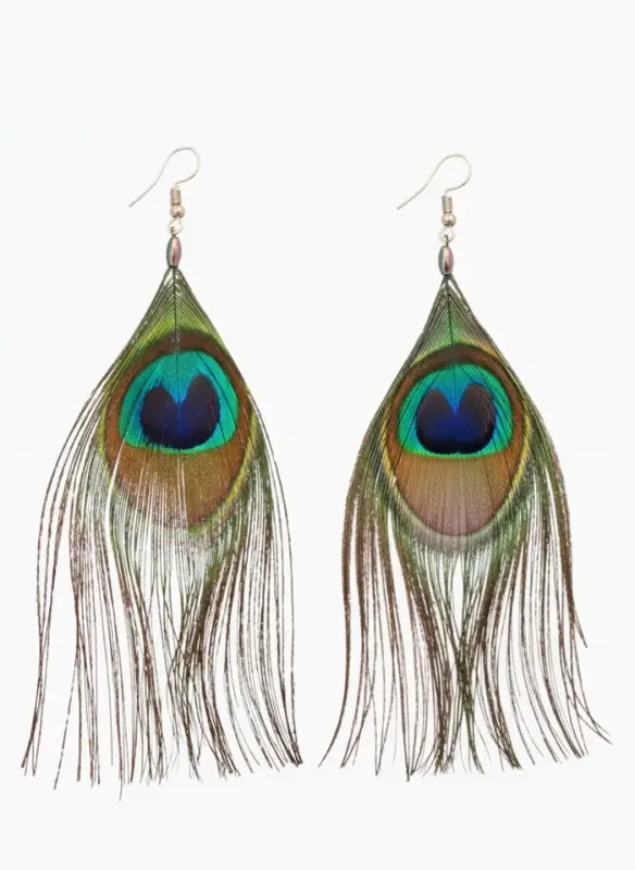 Серьги Серьги "Павлин" 5х12 см