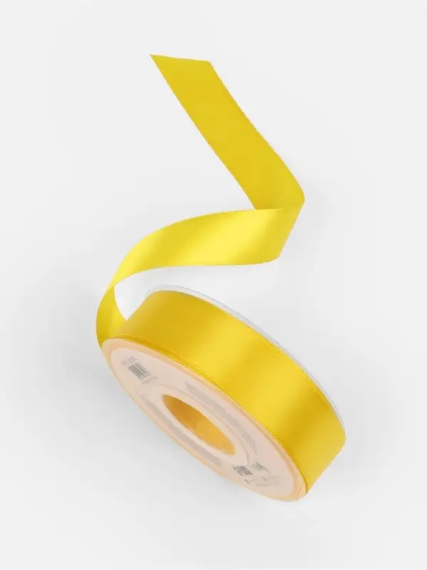 Лента атласная TEIRA, двухсторонняя, 25 мм, 25&plusmn;1 м, жёлтая №0645