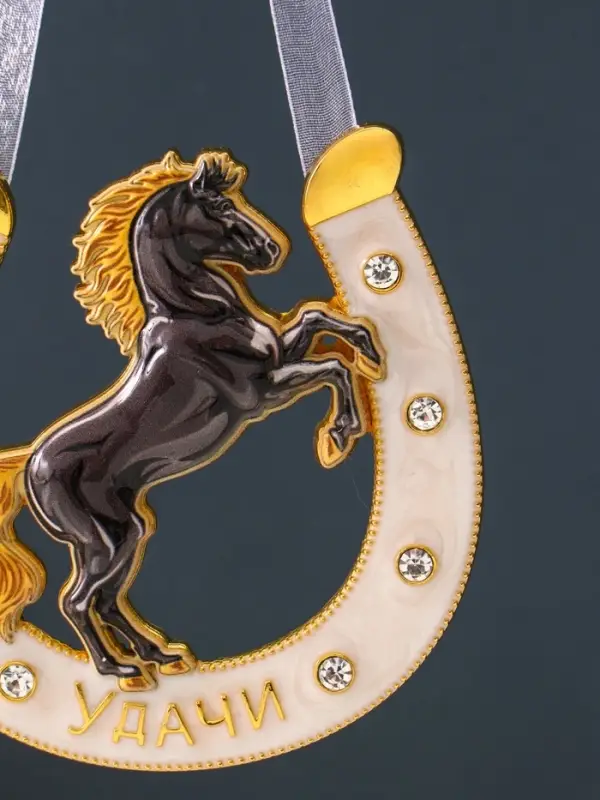 Сувенир-подкова «Удачи»,10,5х10,5х0,05см,  эмаль, стразы