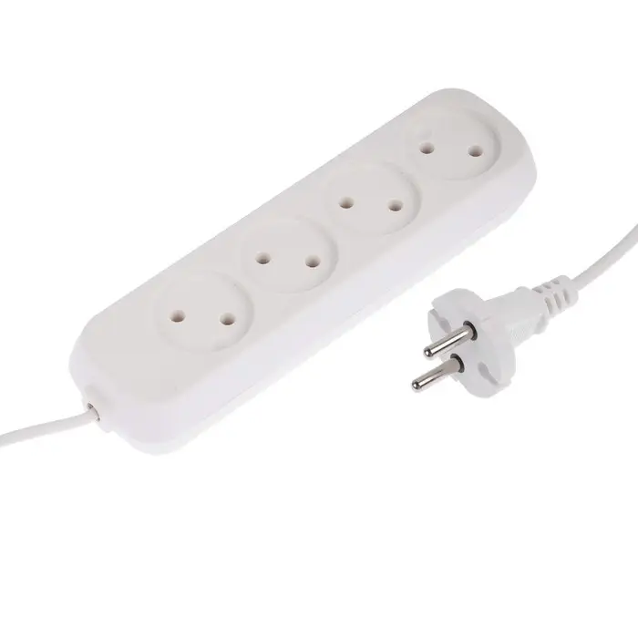 Удлинитель сетевой Luazon Lighting ECO, 4 розетки, 10 м, 10 А, 2200 Вт, без заземления, белый