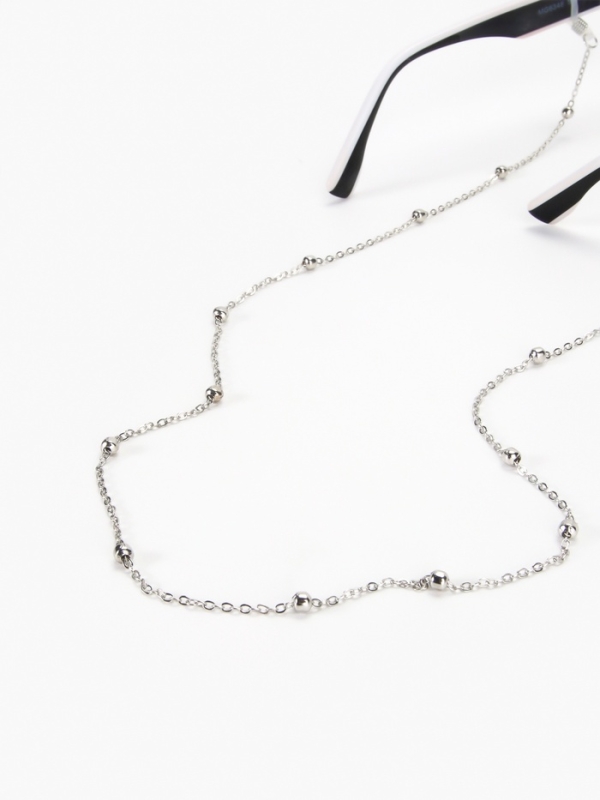 Цепочка для очков, шнурок на шею 65 см, серебро Цепочка для очков, шнурок на шею 65 см, серебро