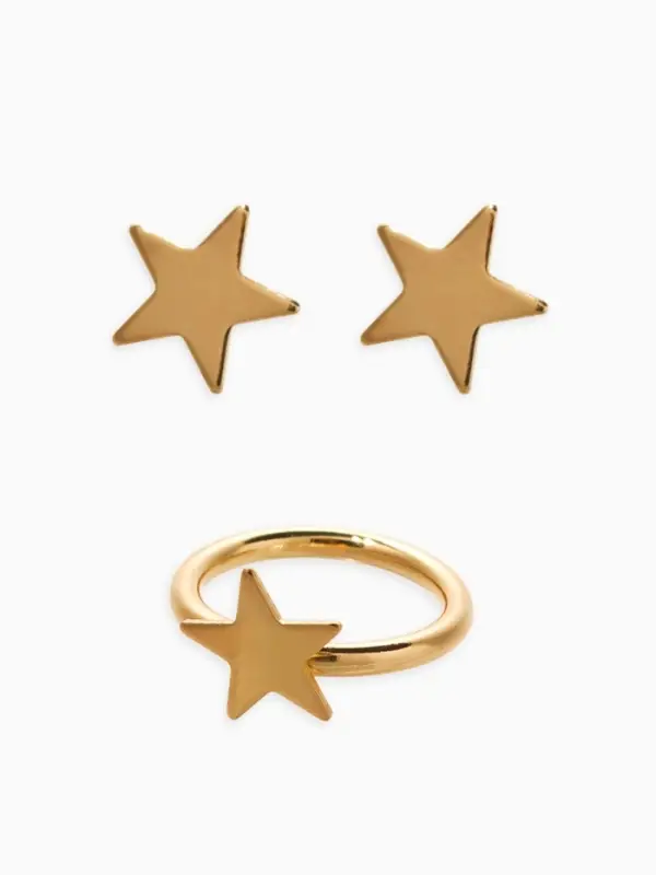 Набор детский &laquo;Выбражулька&raquo; космос, 3 предмета: бусы, пусеты, кольцо, цвет розово-золотой