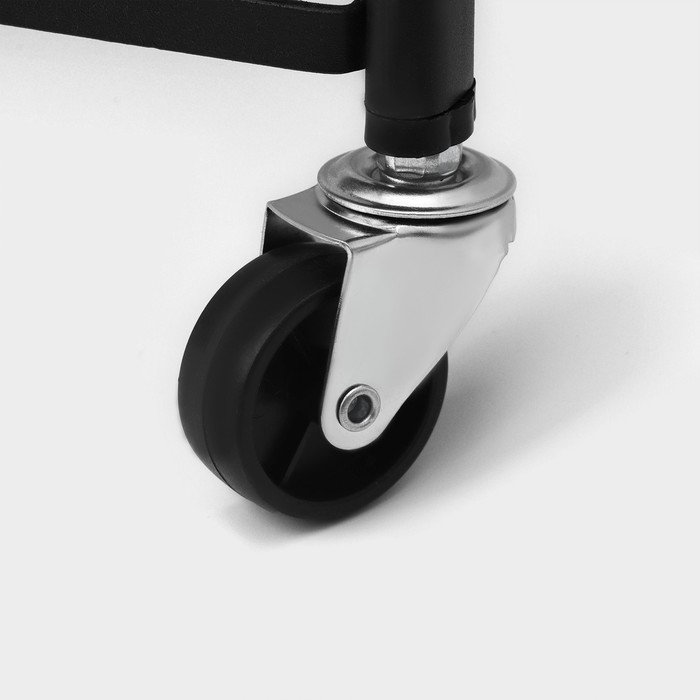 Этажерка напольная 3-х ярусная, 45,5×29,5×77,5 см, на колёсиках, цвет чёрный Этажерка напольная 3-х ярусная, 45,5×29,5×77,5 см, на колёсиках, цвет чёрный