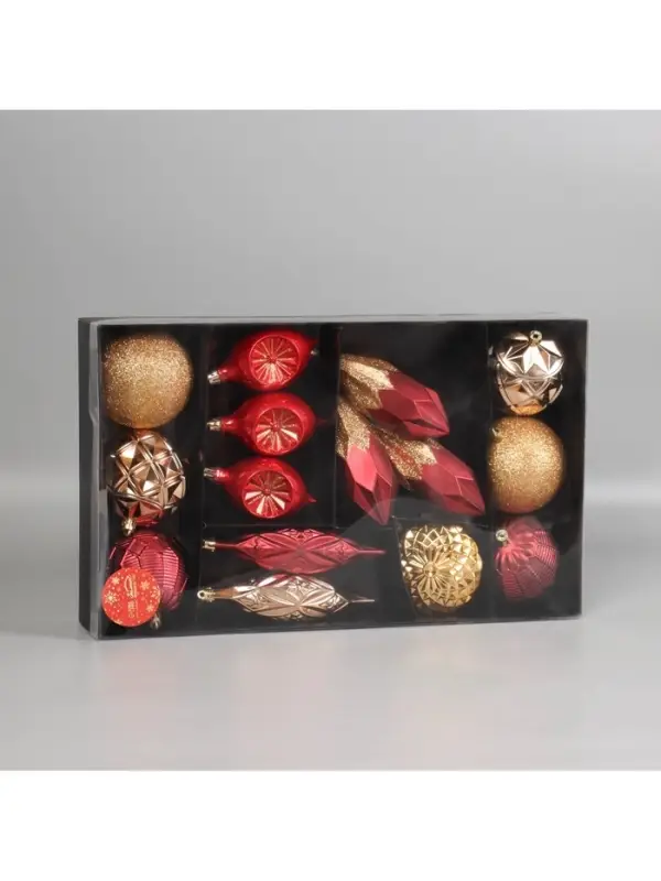 Ёлочные игрушки &laquo;Вереница&raquo;, новогодние, набор 16 шт. (8 шаров, 8 сосулек), бордово - коричневый