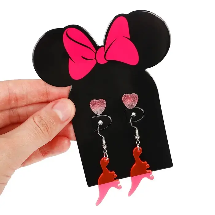 Серьги, набор украшений &laquo;Минни Маус и Дино&raquo;, розовые, золотой