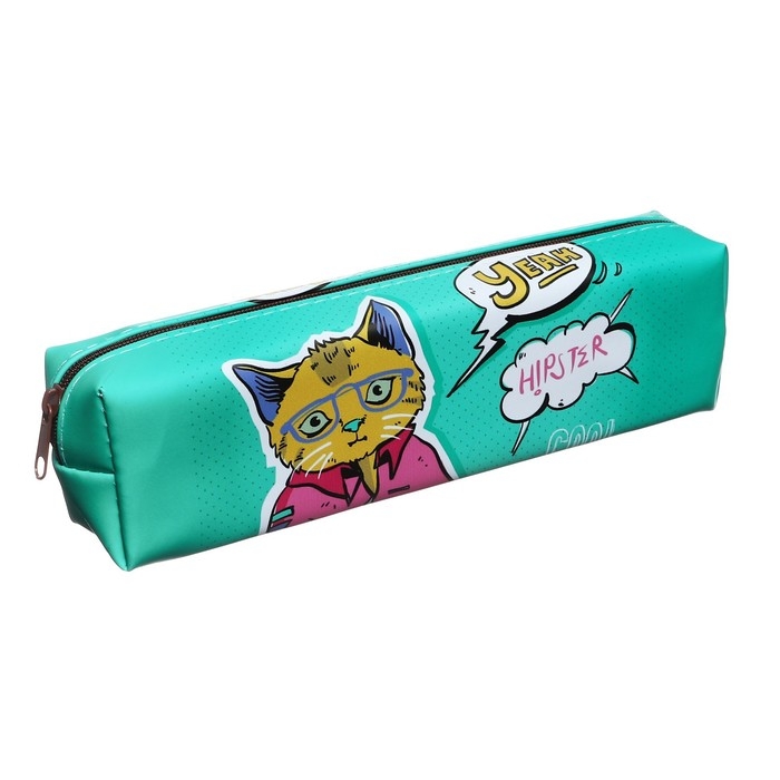 Пенал школьный Пенал школьный "Кот в очках", на молнии