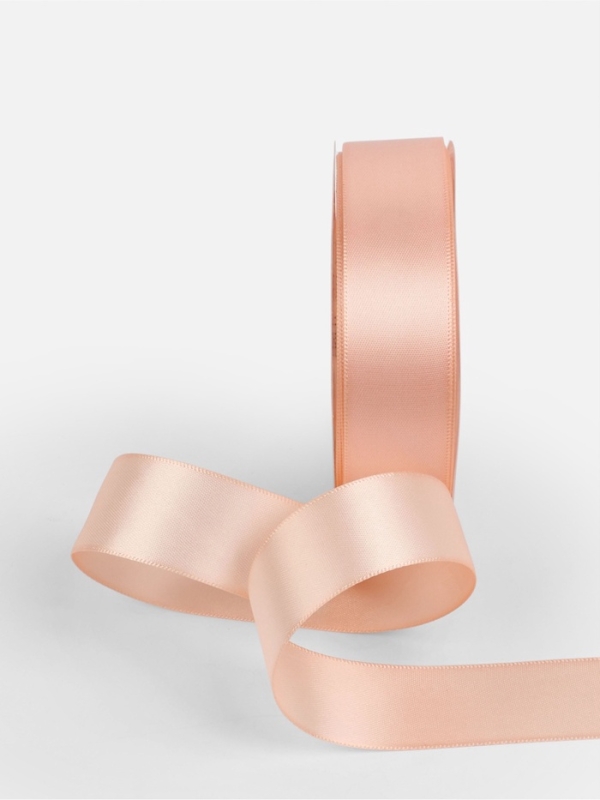 Лента атласная двухсторонняя №0714 25мм*25±1м персиковый пух TR