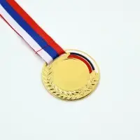 Медали для награждения &laquo;Лавры&raquo;, под нанесение, на ленте, 3 шт., 5 см, разноцветные