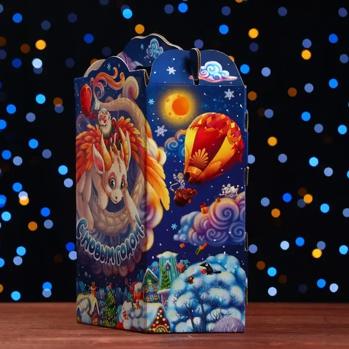 Подарочная новогодняя коробка «Трапеция с драконом» 25×11×33 см Подарочная новогодняя коробка «Трапеция с драконом» 25×11×33 см