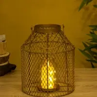 Подсвечник фонарь со стеклянной колбой 20х20х26 см, d 10 см, металл, цв. золото Подсвечник фонарь со стеклянной колбой 20х20х26 см, d 10 см, металл, цв. золото