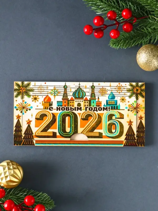 Купюрница "С Новым Годом 2026, Кремль" шкатулка для денег