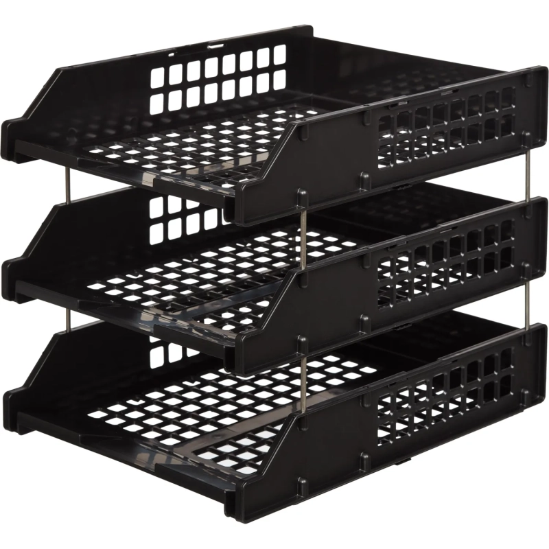 Лоток горизонтальный Стамм STRONG наб. 3 шт.на металл.стержнях черный